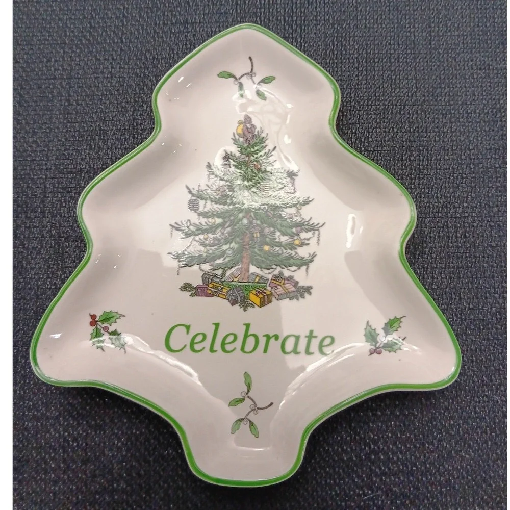 Spode Christmas Tree Celebrate Trinket Dish S3324-A7 Holiday Candy Bowl 6 inch